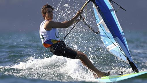 Pedro Pascual Suitt durante una regata de Vela RS:X en Río