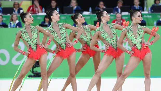 El conjunto español, en su ejercicio mixto en Río 2016
