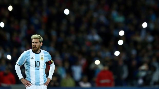 Messi, durante el Argentina-Uruguay