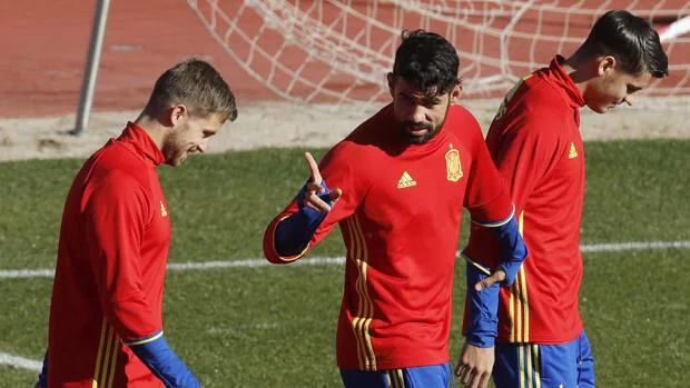 Diego Costa, en un entrenamiento de la selección española