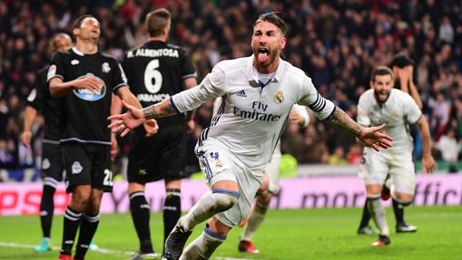 Ramos celebra su gol ante el Deportivo de la Coruña