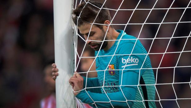 Piqué, al finalizar el partido en San Mamés