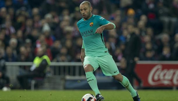 Javier Mascherano en el último partido que jugó con el Barcelona, ante el Atlético en Copa del Rey