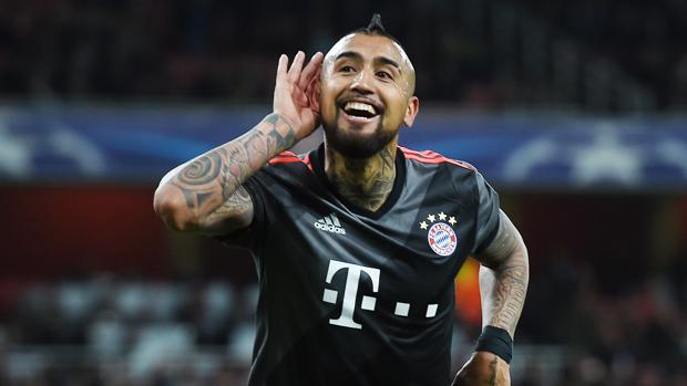 Arturo Vidal, durante la goleada del Bayern al Arsenal en el Emirates