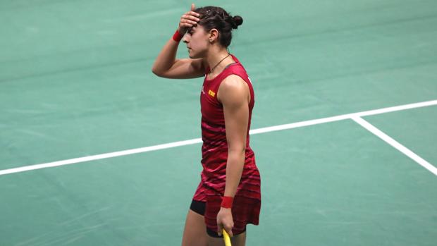 Carolina Marín se lamenta de un punto perdido en la final
