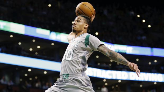 Gerald Green, de los Celtics, en el último partido de la fase regular