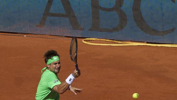 El español David Ferrer durante el partido de primera ronda en el Mutua Madrid Open