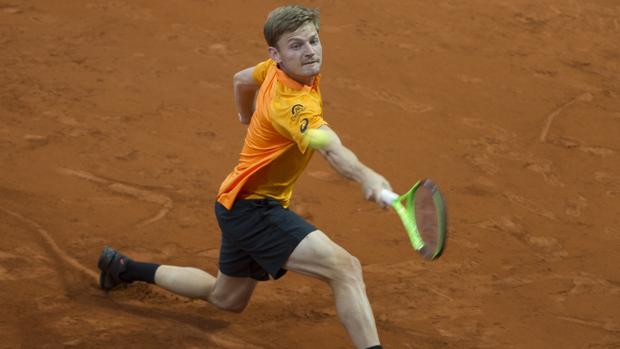 Goffin, durante su partido de ayer en la Caja Mágica