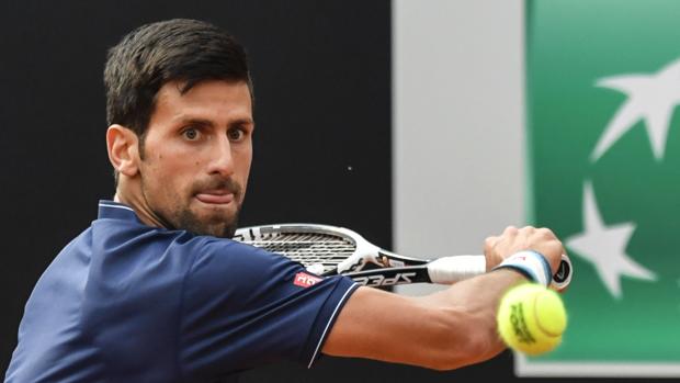 Novak Djokovic durante su primer partido en el Masters 1.000 de Roma