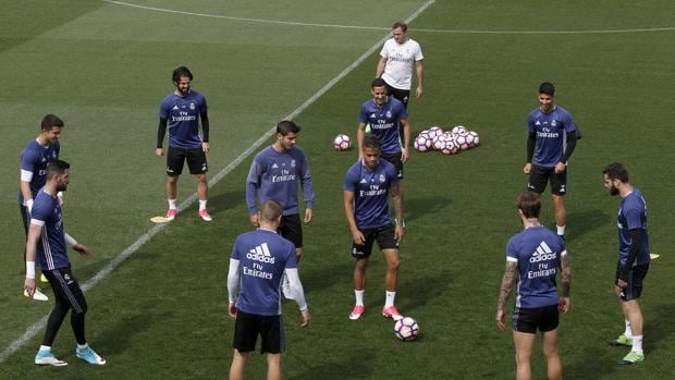 Imagen de un entrenamiento del Real Madrid durante esta temporada
