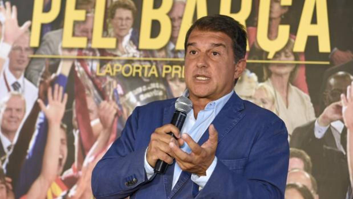 Joan Laporta durante una rueda de prensa durante el último proceso electoral del Barcelona