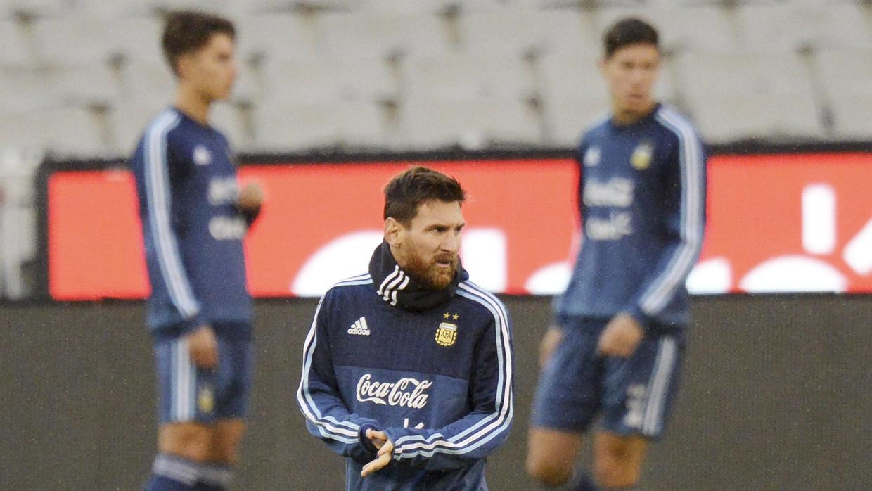 Leo Messi durante un entrenamiento con la selección argentina