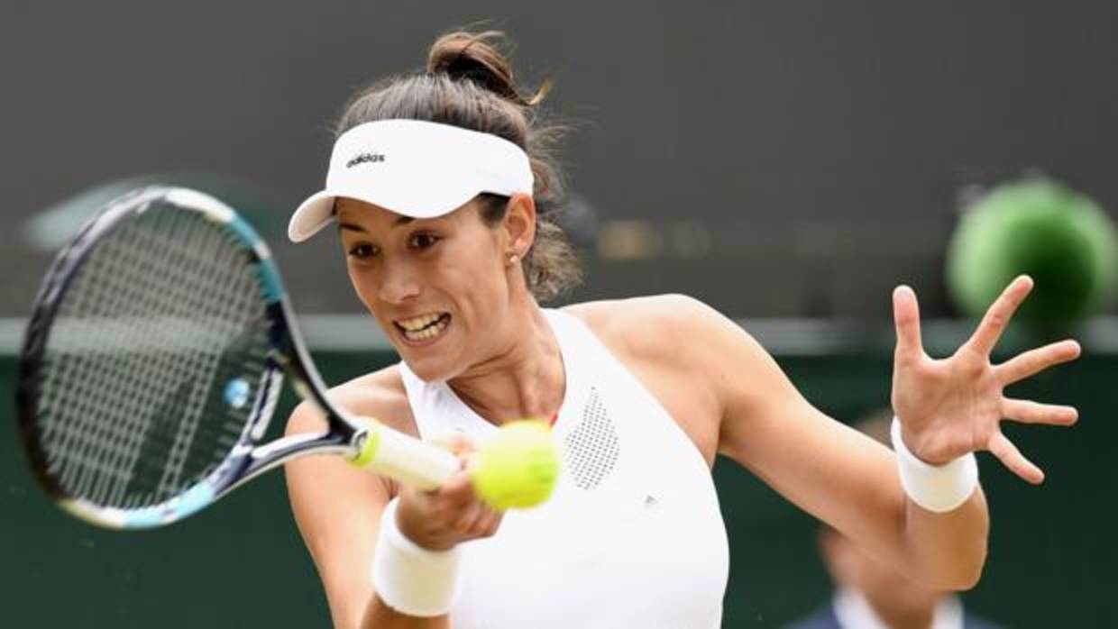 Garbiñe Muguruza, durante su partido contra Kuznetsova