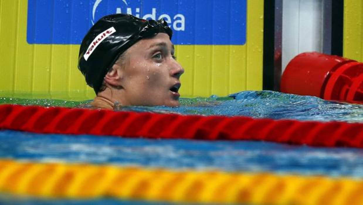 Mireia Belmonte, en la piscina de los Mundiales de Budapest