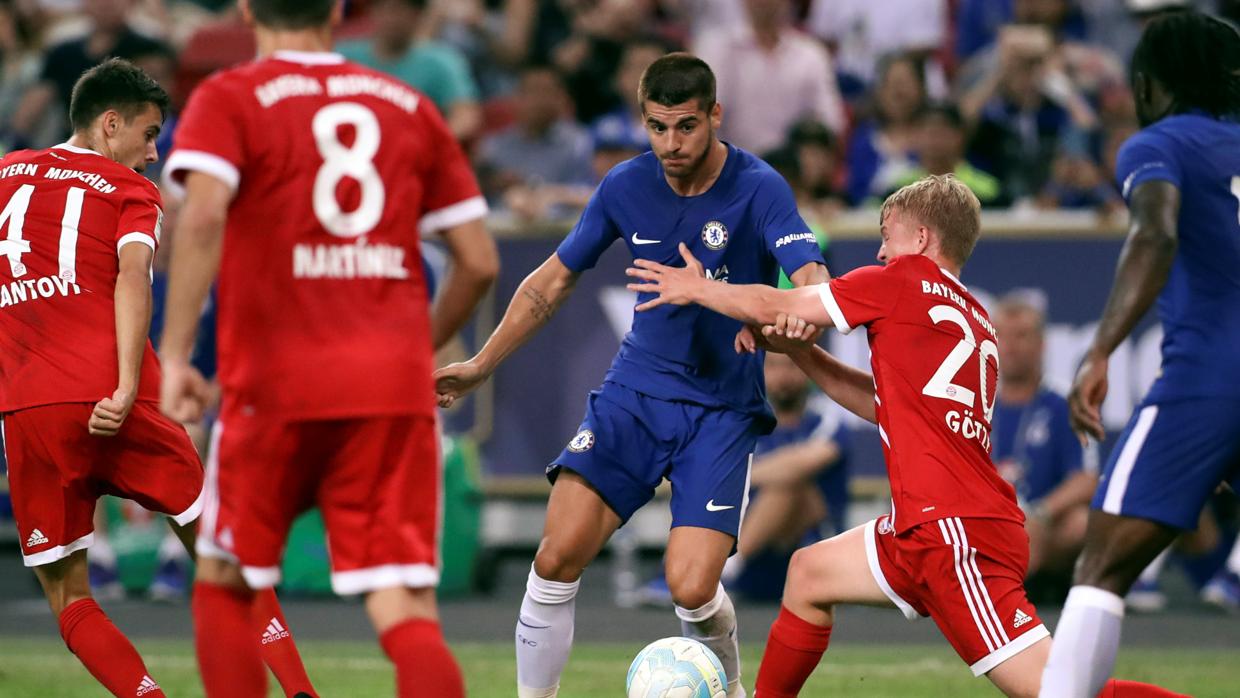 Álvaro Morata en su partido de debut con el Chelsea