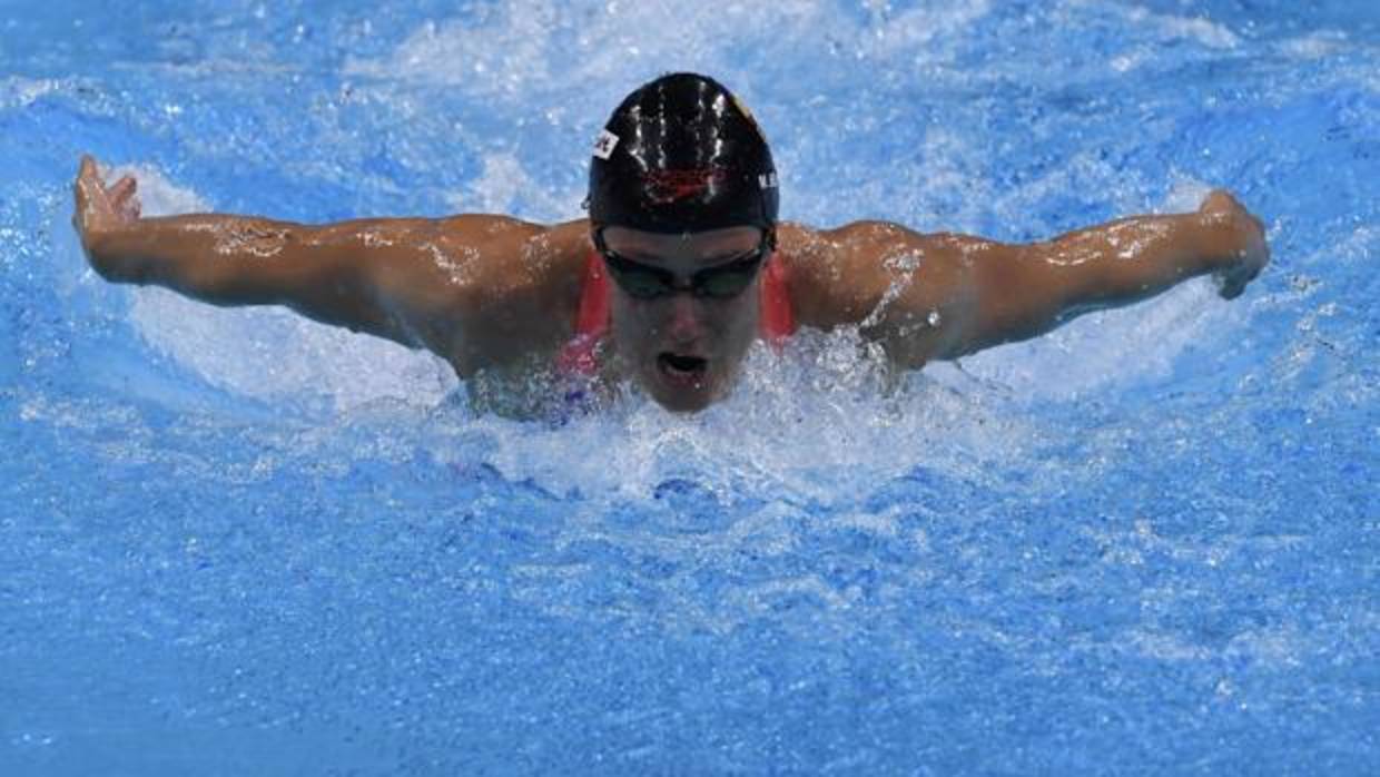 Mireia Belmonte, durante la cuarta serie de los 200 mariposa