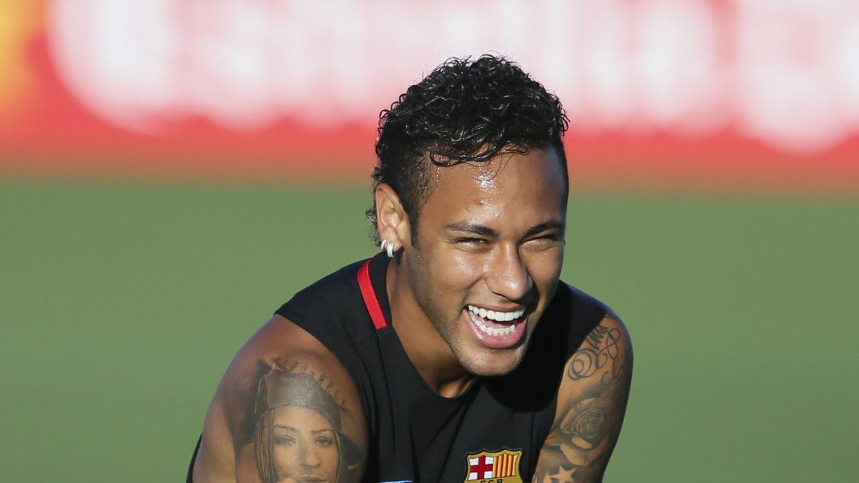 Neymar durante el entrenamiento con el Barcelona en Estados Unidos