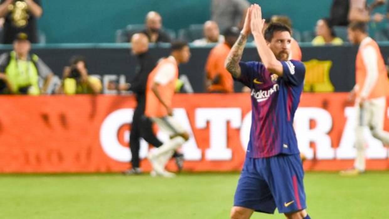 Messi, durante la pretemporada del Barcelona