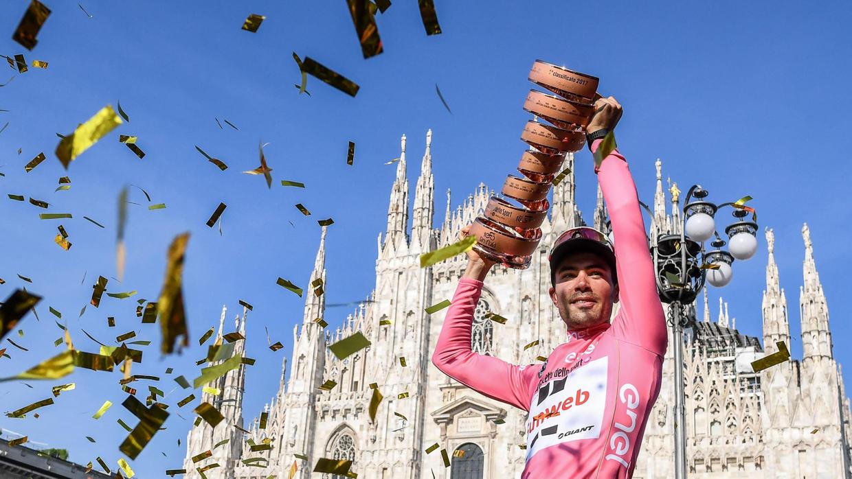 Tom Dumoulin tras su victoria en la última edición del Giro