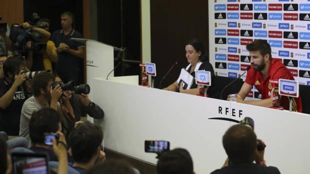 Gerard Piqué, durante su comparecencia en Las Rozas