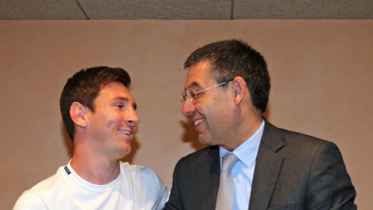 Leo Messi y Josep Maria Bartomeu durante un encuentro entre ambos