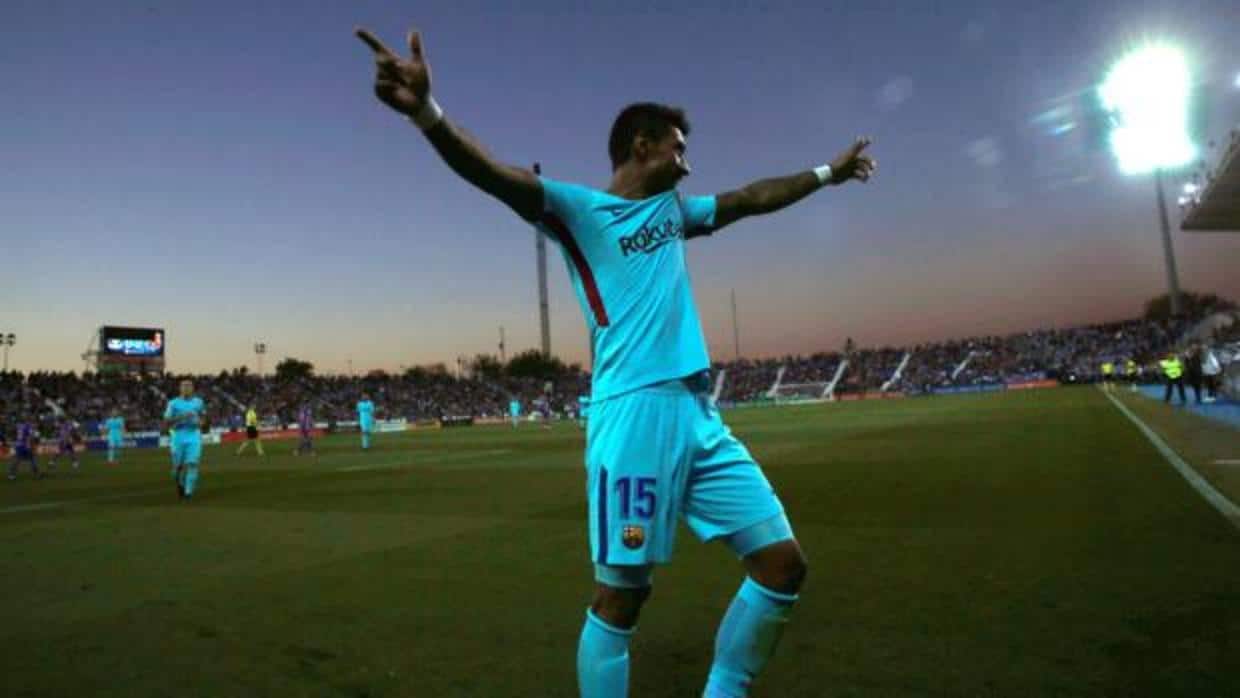 Paulinho celebra su gol en Butarque