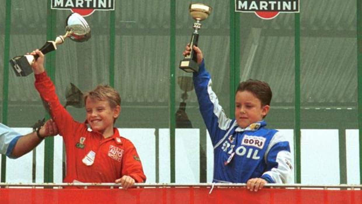 Antonio García, a la izquierda, y Fernando Alonso, derecha, en 1989