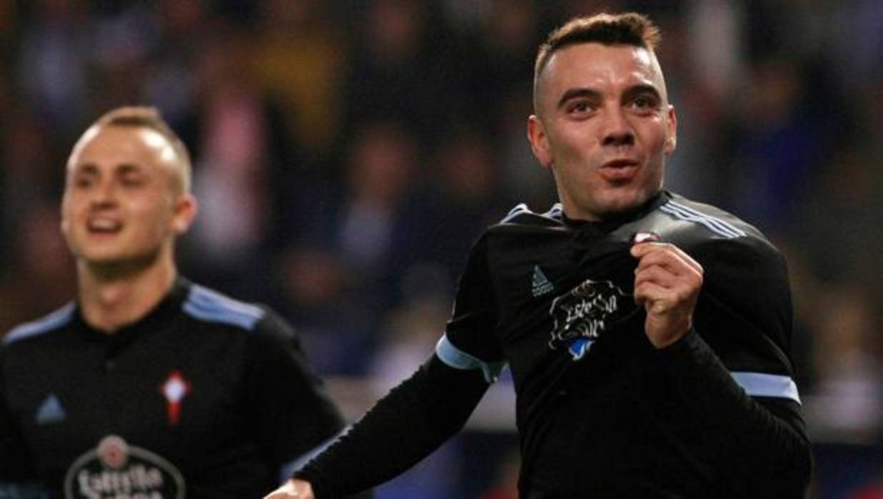 Aspas celebra un gol ante el Deportivo