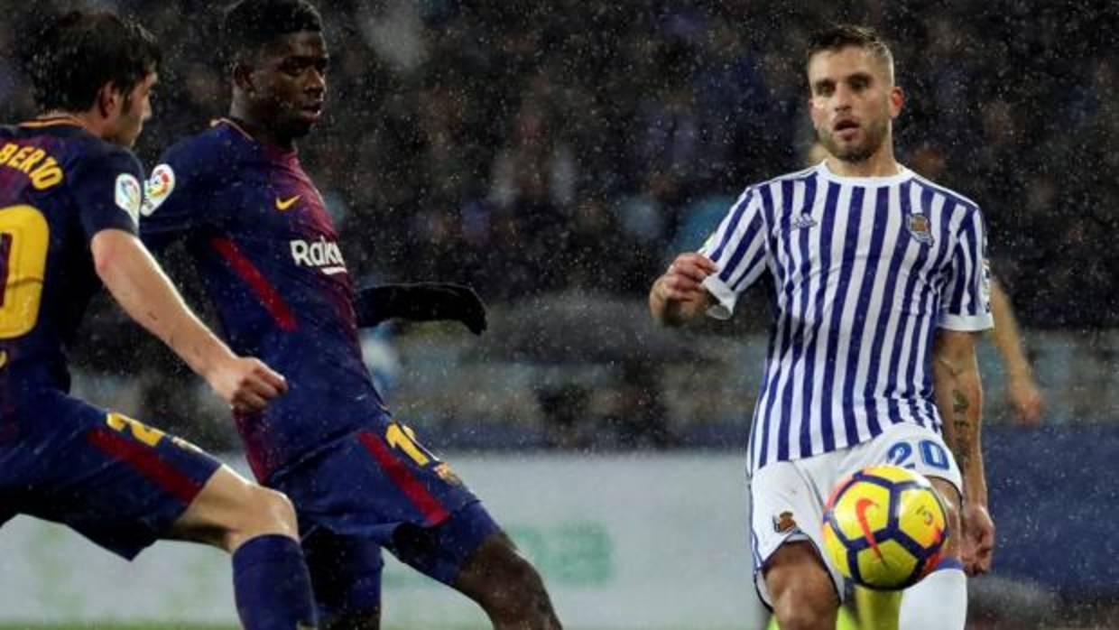 Dembélé durante el partido ante la Real Sociedad