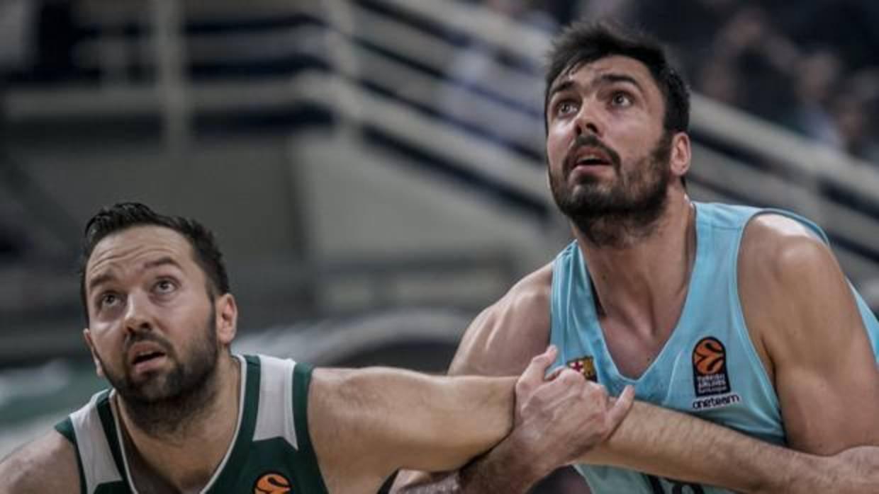 Pierre Oriola durante el partido entre el Barcelona y el Panathinaikos