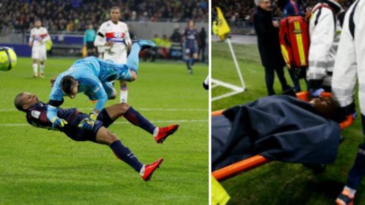 Tremendo susto de Mbappé tras ser arrollado por el portero del Lyon