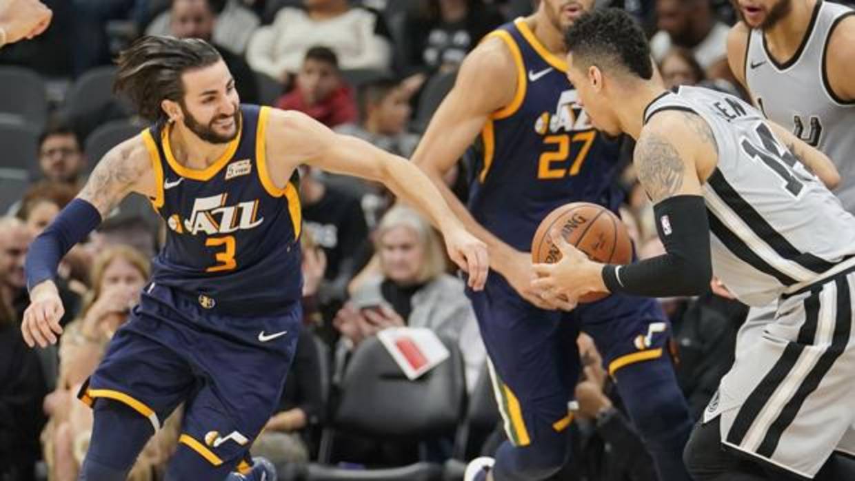 Ricky Rubio, en acción durante el Spurs-Jazz