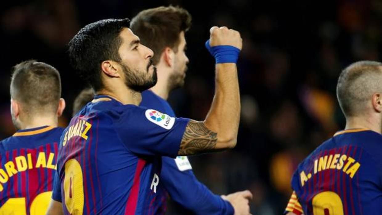 Suárez celebra el gol del triunfo la semana pasada en el Camp Nou