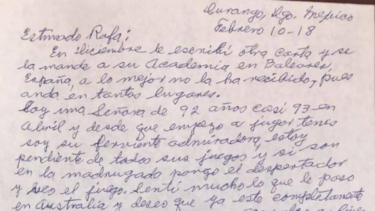 La carta de una bisabuela que ha llegado al corazón de Rafa Nadal