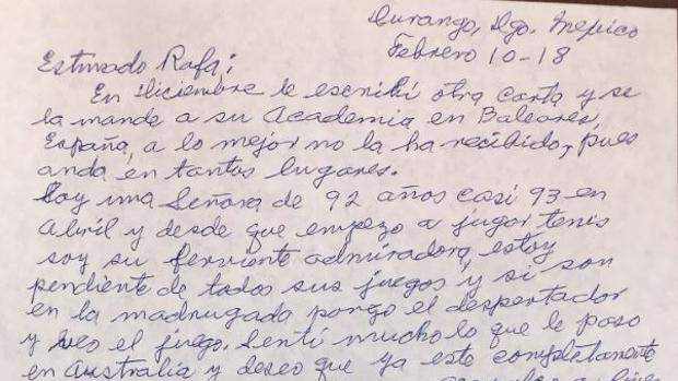 La carta de una bisabuela que ha llegado al corazón de Rafa Nadal