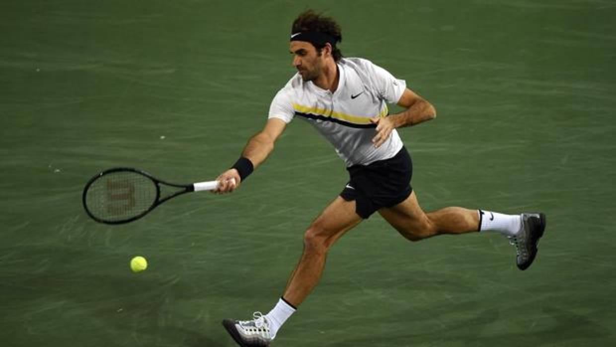 Roger Federer durante su partido contra Hyeon Chung