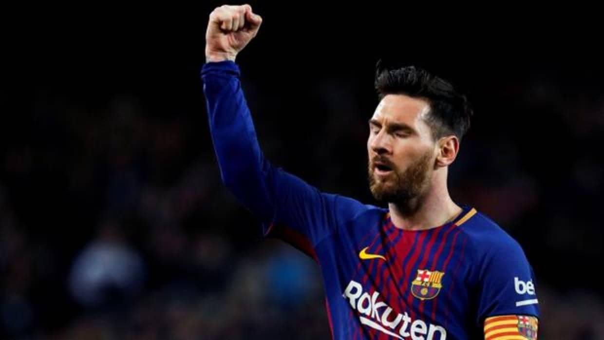 Leo Messi celebra uno de los tres goles que le anotó al Leganés