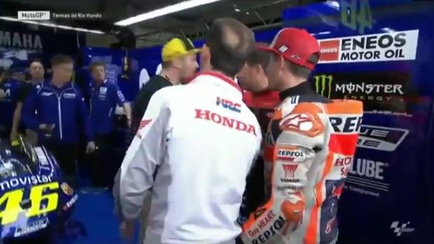 Márquez, expulsado del box de Rossi