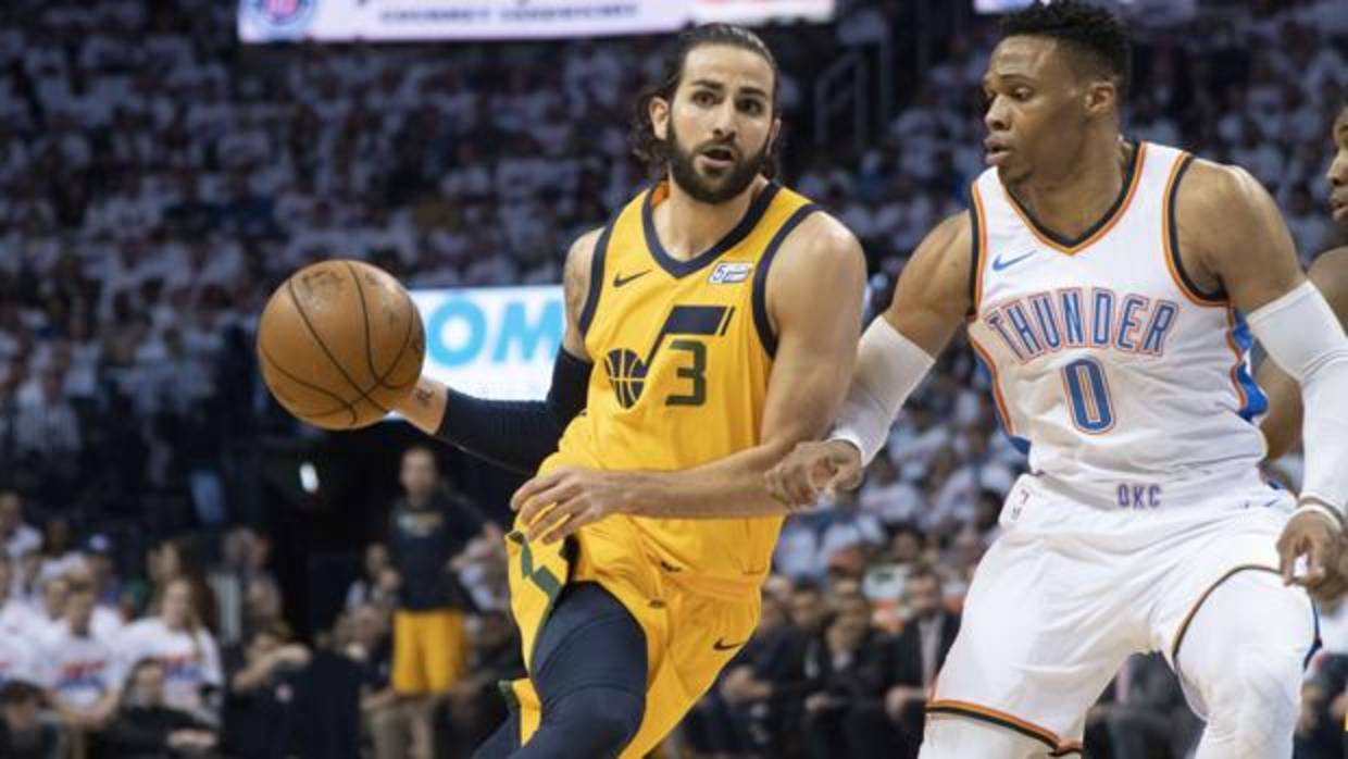 Ricky Rubio, duante el segundo partido ante los Thunder