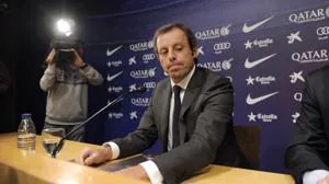 Sandro Rosell durante su dimisión como presidente del Barça