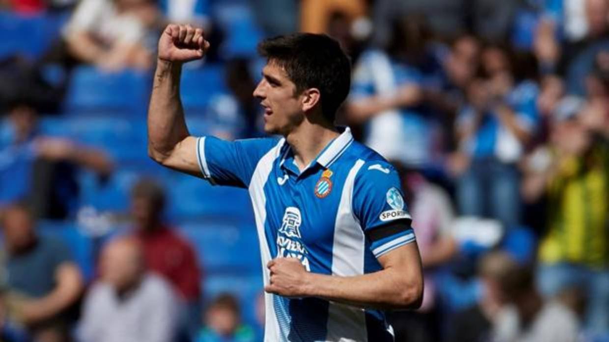 Gerard Moreno celebra un gol del Español