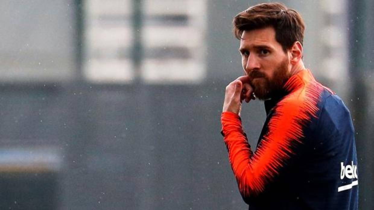 Messi, en un entrenamiento del Barcelona