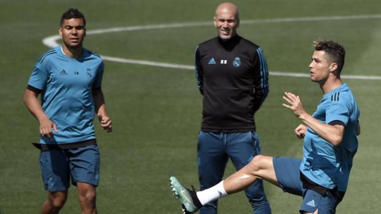 Casemiro, en el entrenamiento del martes del Real Madrid