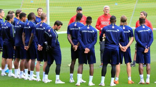 Los suizos en un entrenamiento