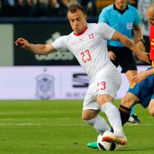 Shaqiri, durante el amistoso contra España