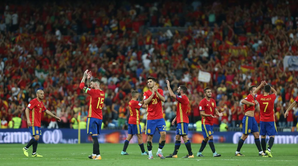España en uno de los partidos clasificatorios para el Mundial de Rusia, contra Italia