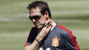 El seleccionador de España, Julen Lopetegui, durante un entrenamiento previo al Mundial