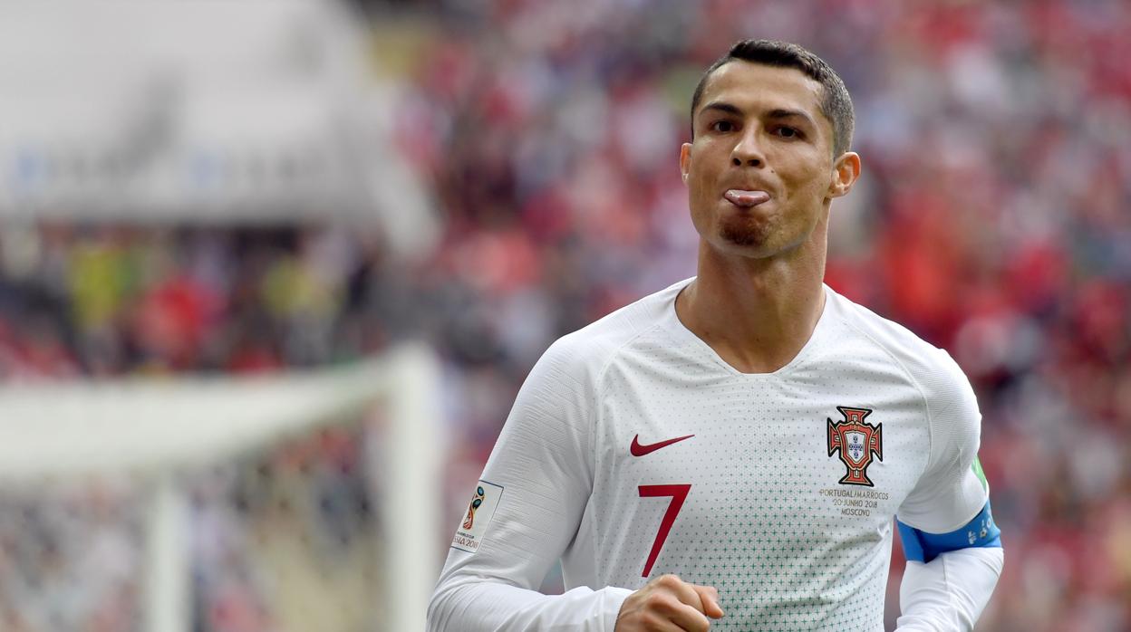 Cristiano Ronaldo tras anotar el gol del triunfo ante la selección de Marruecos, en el Mundial