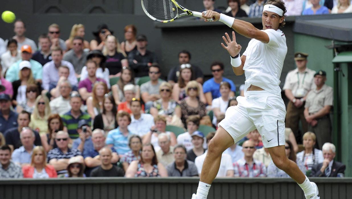 Rafa Nadal durante el torneo de Wimbledon en 2012