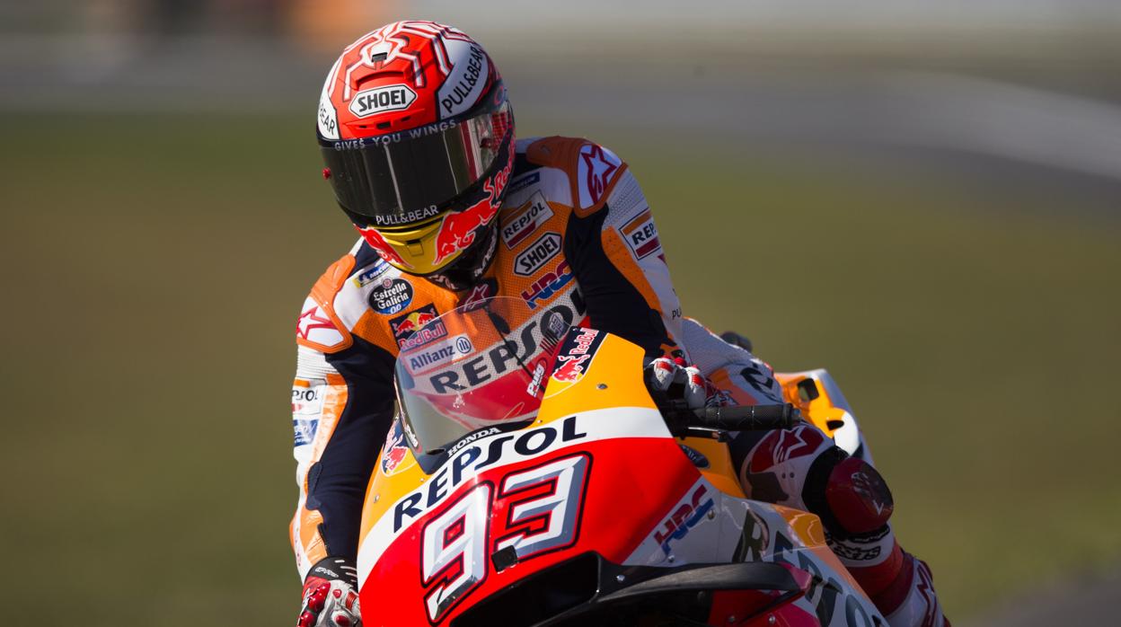 Marc Márquez durante la calificación en Assen